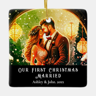 First Christmas Newlyweds romantic couple Ornament