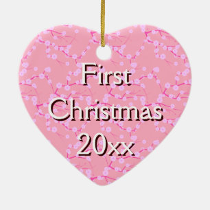 First Christmas Ornament on Pink Cherry Blossoms