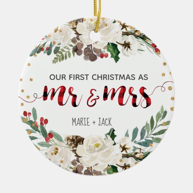 First Christmas Ornament Snow Personalized (Front)