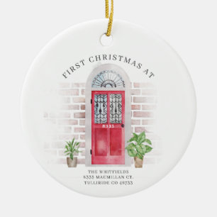 First Christmas Our New Home Address Custom Ceramic Ornament