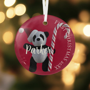 First Christmas Panda Candy Cane Ornament
