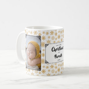 First Christmas Parents Snowflakes Photo Coffee M Mug