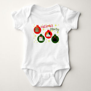 First Christmas Party Cat Baby Bodysuit