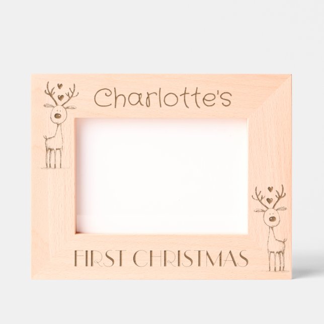 First Christmas, Personalized  7 x 5" Landscape   Etched Frames (Front)