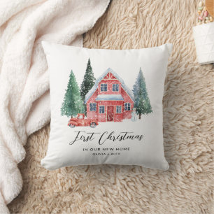 First Christmas Personalized Christmas New Home  Throw Pillow