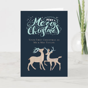 First Christmas Personalized Deer Christmas Holiday Card