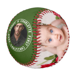 First Christmas Personalized One Of A Kind Photo Baseball