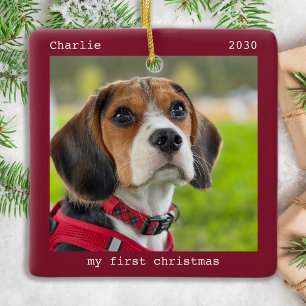 First Christmas Personalized Pet Puppy Dog Photo Ceramic Ornament