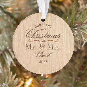First Christmas Personalized Rustic Ornament