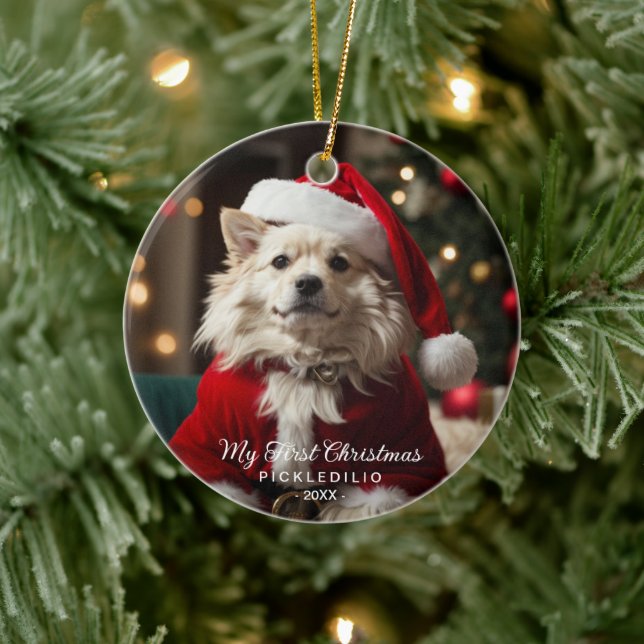 First Christmas Pet Dog Funny Photo Ornament (Tree)
