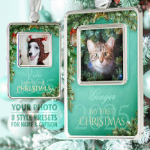 First Christmas Pet Photo Keepsake, Mint Decor -