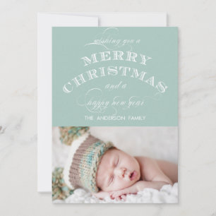 FIRST CHRISTMAS PHOTO CARD MINT GREEN