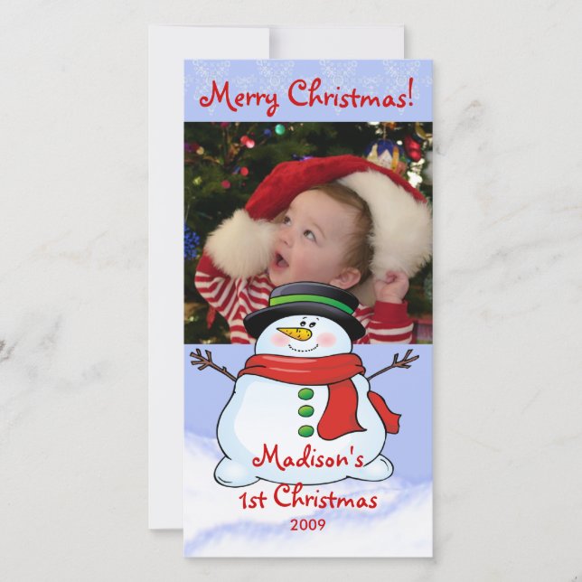 First Christmas Photo Card Snowman (Front)