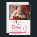 First Christmas Photo Holiday Greeting Card<br><div class="desc">A Christmas-theme photo birth announcement in a minimalist style. (Vector created by BiZkettE1 - www.freepik.com). (Pix). The card is easy to customize with your wording, font, font colour, paper shape and choice of paper type. Not exactly what you're looking for? All our products can be custom designed to meet your...</div>
