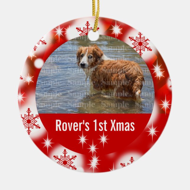 First Christmas photo pets Ceramic Ornament (Front)