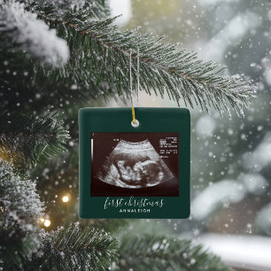 First Christmas Pregnancy Ultrasound Scan Custom Ceramic Ornament