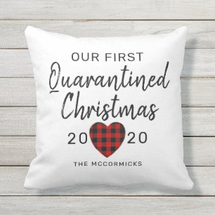 First Christmas Quarantined Modern Personalized Outdoor Pillow