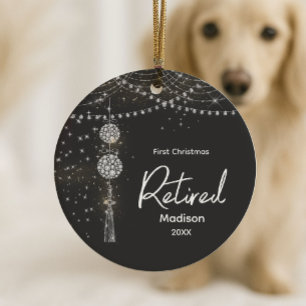 First Christmas retired elegant black glittery  Ceramic Ornament