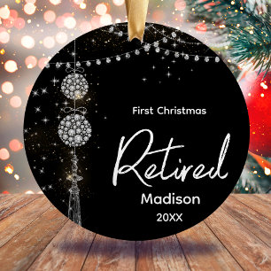 First Christmas retired elegant black glittery  Ceramic Ornament