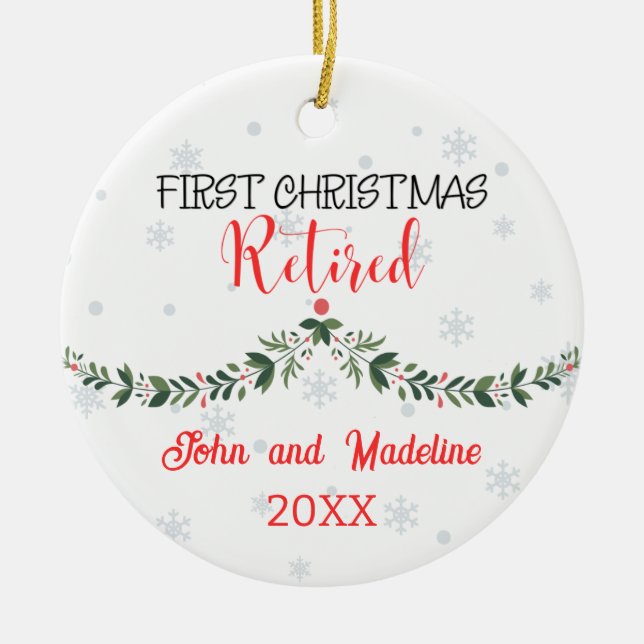 First Christmas Retired Personalized Ceramic Ornament (Front)