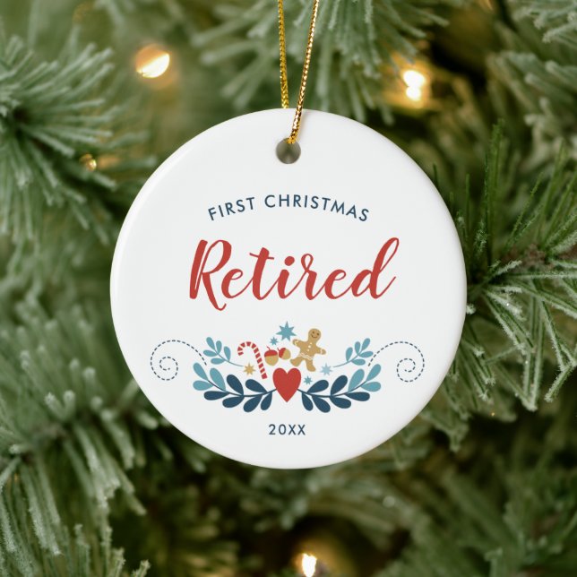 First Christmas Retired Personalized Cute Festive Ceramic Ornament (Tree)