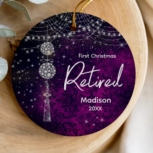 First Christmas retired purple silver faux glitter Ceramic Ornament (Creator Uploaded)