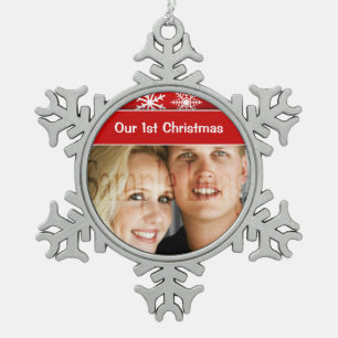 First Christmas snowflake holidays Snowflake Pewter Christmas Ornament