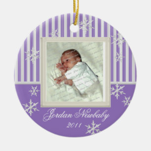 First Christmas Snowflakes Violet Ceramic Ornament
