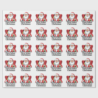 First Christmas Sober Santa Sobriety Xmas Wrapping Paper