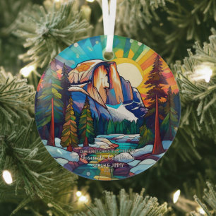 First Christmas Stained Glass Yosemite Cali Couple Glass Ornament