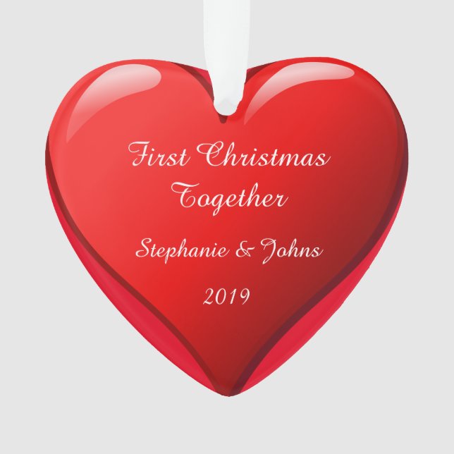 First Christmas Together 2019 Romantic Cute Heart Ornament (Front)