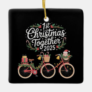 First Christmas Together 2025 Romantic Couple Ceramic Ornament