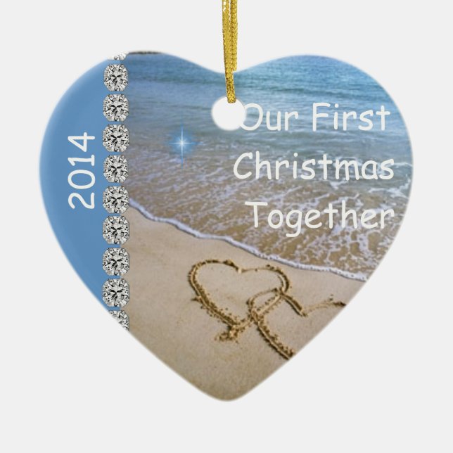 First Christmas TOGETHER BEACH 2014 CUSTOM ORNAMEN Ceramic Ornament (Front)