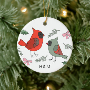 First Christmas Together Cardinal Couple Custom Ceramic Ornament