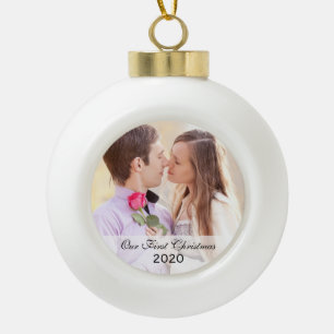 First Christmas Together Circle Photo Ornament