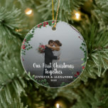 First Christmas Together couple photo Ceramic Ornament<br><div class="desc">Create your own First Christmas Together photo ornament.
Very nice Christmas keepsake.
Add your own photos,  add your text and names.</div>