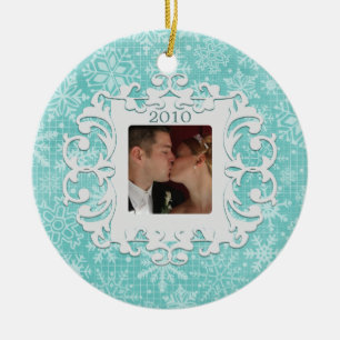First Christmas Together Custom Photo and Date Ceramic Ornament
