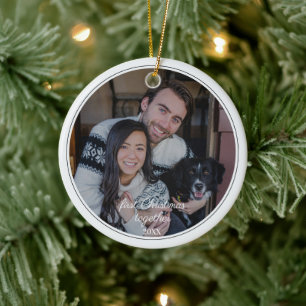 First Christmas Together Family Pet Photo Ceramic Ornament