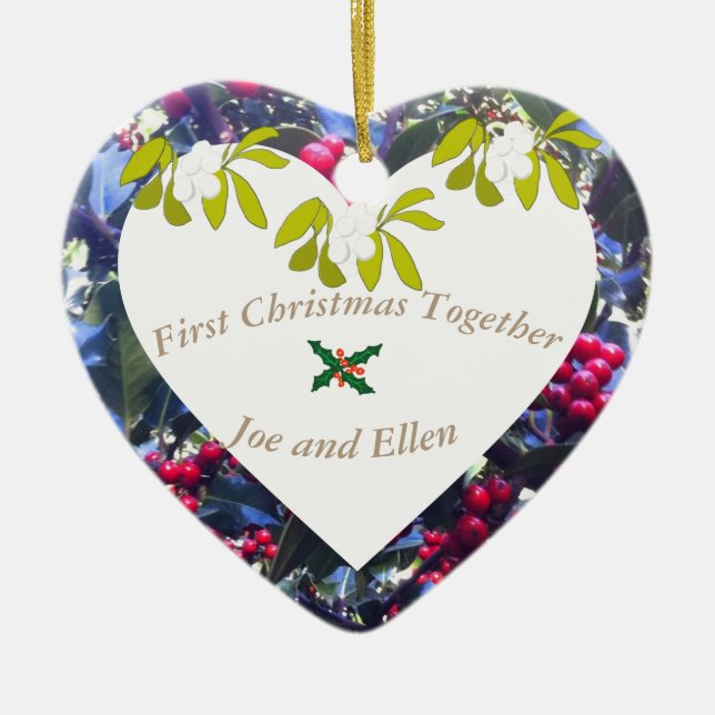 First Christmas Together Keepsake Ceramic Ornament (Front)