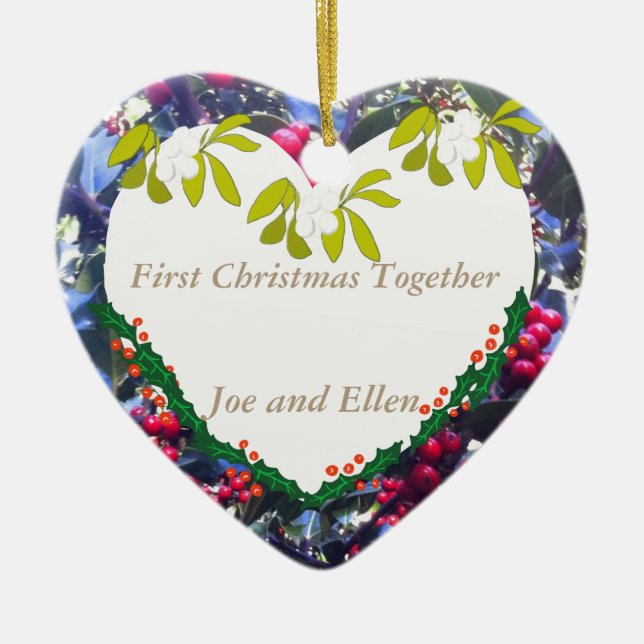First Christmas Together Keepsake Ceramic Ornament (Front)