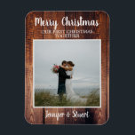 First Christmas together Merrry Christmas photo Magnet<br><div class="desc">Create your own rustic First Christmas together Merrry Christmas photo flexi magnet.
Send your friends and family Merry Christmas wishes with this very unique and personal photo magnet.
Add your own photo,  text and names to personalize it.</div>