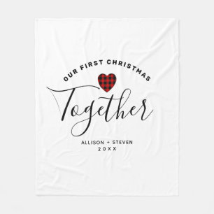 First Christmas Together Rustic Personalized Fleece Blanket
