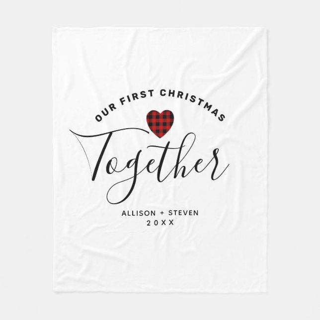 First Christmas Together Rustic Personalized Fleece Blanket (Front)
