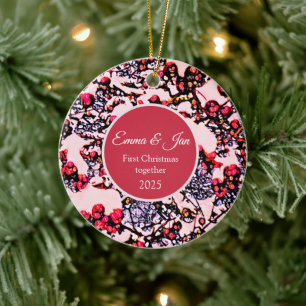 First Christmas together winter berries Ceramic Ornament