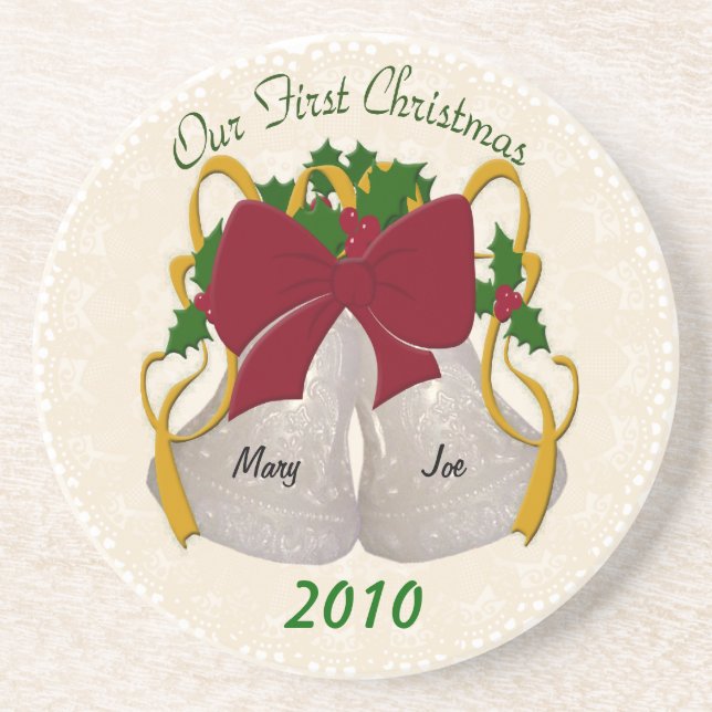 First Christmas Wedding Bells Coasters (Front)