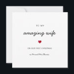First Christmas wife romantic heart mr & mrs name Card<br><div class="desc">cute minimalist card for girlfriend, wife, fiancee, lover; to my amazing wife (customize ANY person) on our first Christmas with personalized couple names. the back is blank for any message!</div>