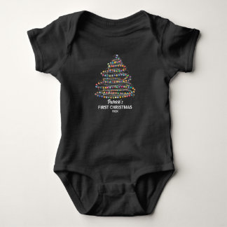 First Christmas with Colourful Holiday Tree Baby Bodysuit