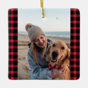 First Christmas With Dog Photo Holiday Ceramic Ornament