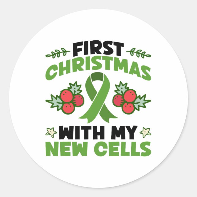 First Christmas With My New Cells - Stem Cell Chri Classic Round Sticker (Front)