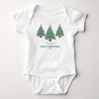 First Christmas with Three Decorated Trees Baby Bodysuit